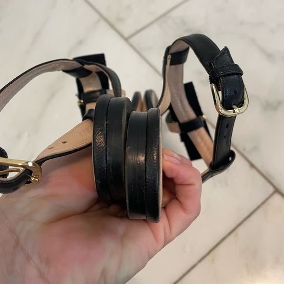 Club Monaco, euro 38 US 7.5, women’s black and tan leather t-strap bow tie flats - Picture 6 of 10